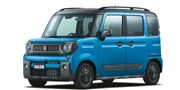 スペーシア ギアの外観参考画像。ブルーの車体と丸いヘッドライト
