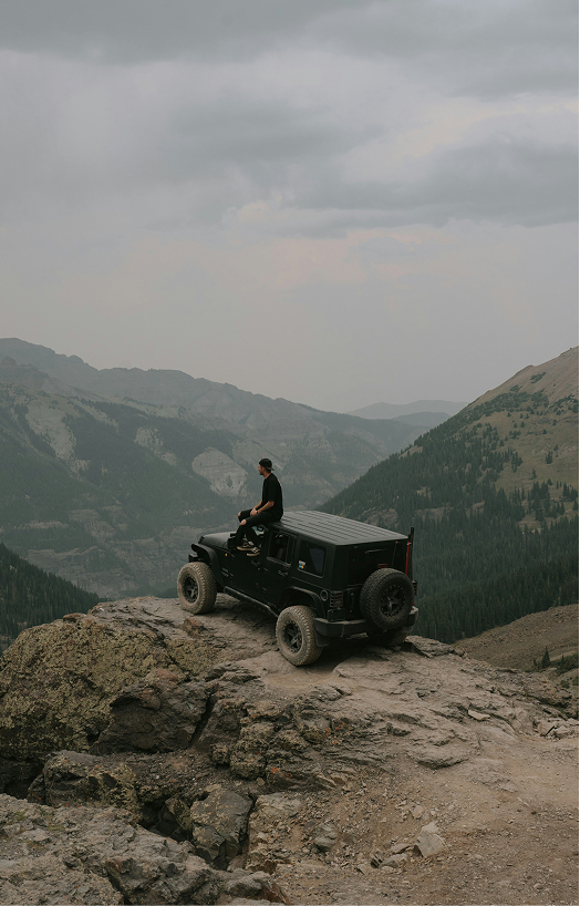 Jeep on rocks