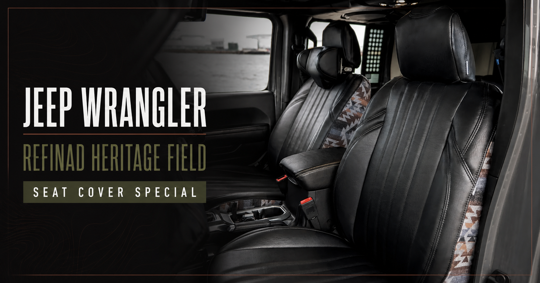 JEEPラングラーにRefinad Heritage Fieldを装着した室内